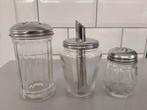 Vintage glazen strooiers - Set 3 stuks, Ophalen of Verzenden