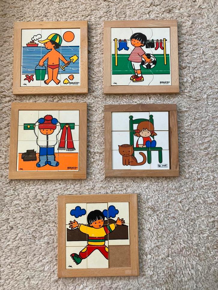 Educo Schoolpuzzeltjes Vintage set, Kinderen en Baby's, Speelgoed | Kinderpuzzels, Gebruikt, 10 tot 50 stukjes, Ophalen of Verzenden