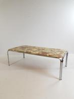 Vintage salontafel epoxy chroom | coffee table marble, Ophalen of Verzenden
