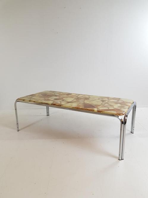 Vintage salontafel epoxy chroom | coffee table marble, Antiek en Kunst, Antiek | Meubels | Tafels, Ophalen of Verzenden