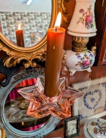 Vintage Roze Persglas Kaarshouder Ster beschikbaar voor biedingen