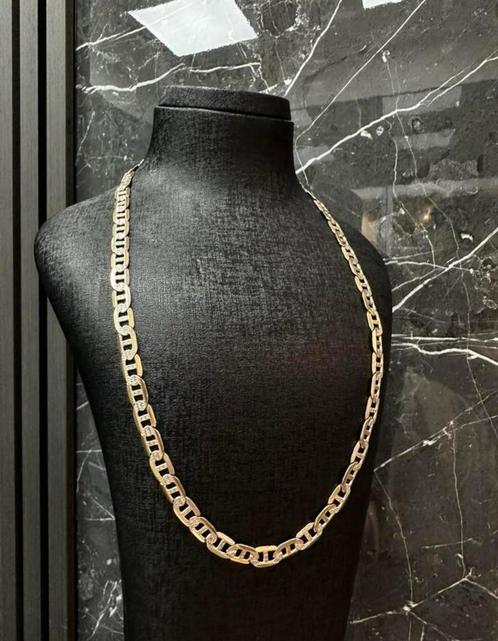 Massieve platte schakelketting, Sieraden, Tassen en Uiterlijk, Kettingen, Nieuw, Goud, Goud, Ophalen of Verzenden