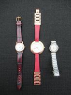 HORLOGE DAMES 3 stuks nieuw 2x lederen band 1x stalen band, Overige merken, Leer, Staal, Polshorloge