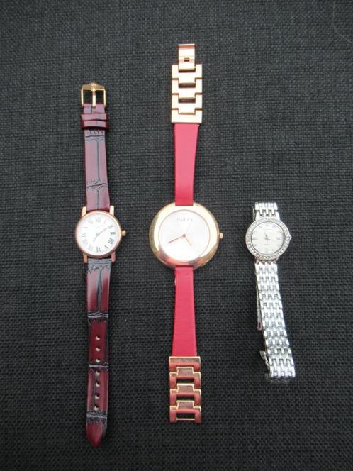 HORLOGE DAMES 3 stuks nieuw 2x lederen band 1x stalen band, Sieraden, Tassen en Uiterlijk, Horloges | Dames, Nieuw, Polshorloge