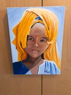 Afrikaanse vrouw, olieverf op linnen., Antiek en Kunst, Kunst | Schilderijen | Modern, Ophalen