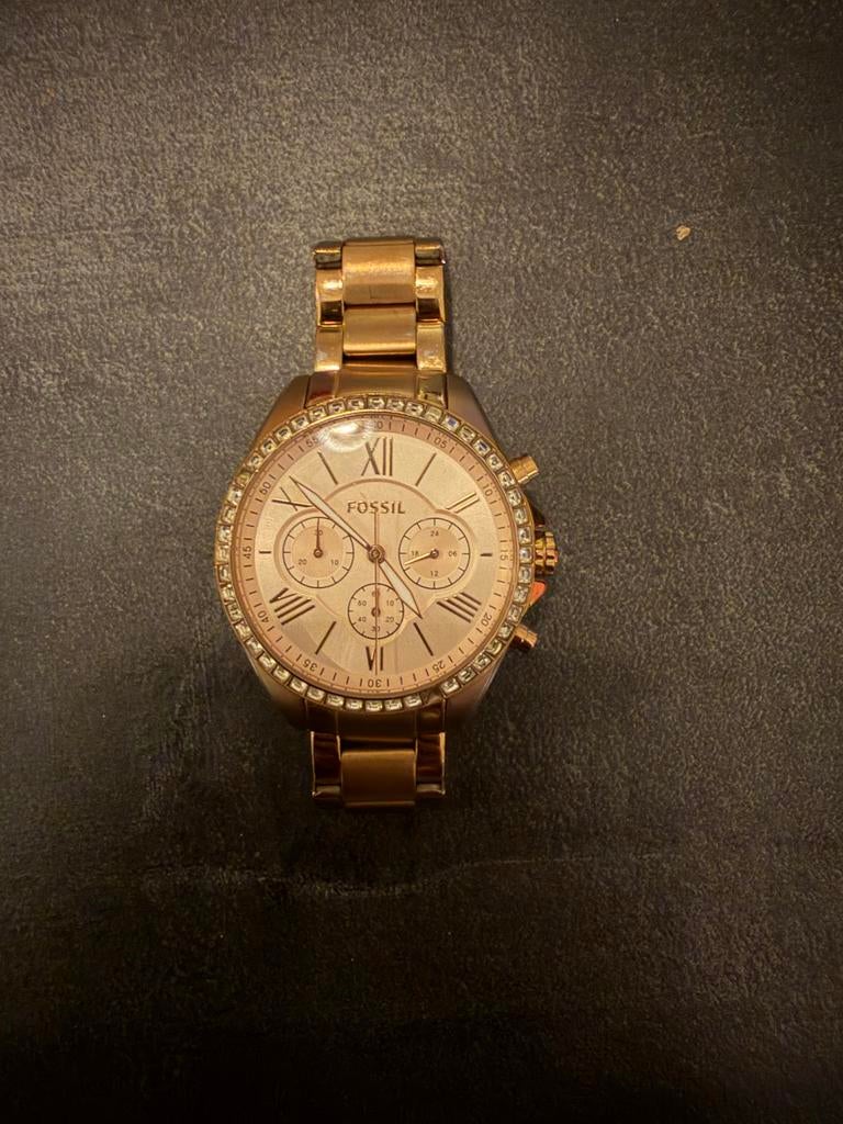 Fossil Modern Courier Chronograph Rose Goud, Sieraden, Tassen en Uiterlijk, Horloges | Dames, Gebruikt, Staal, Fossil, Polshorloge