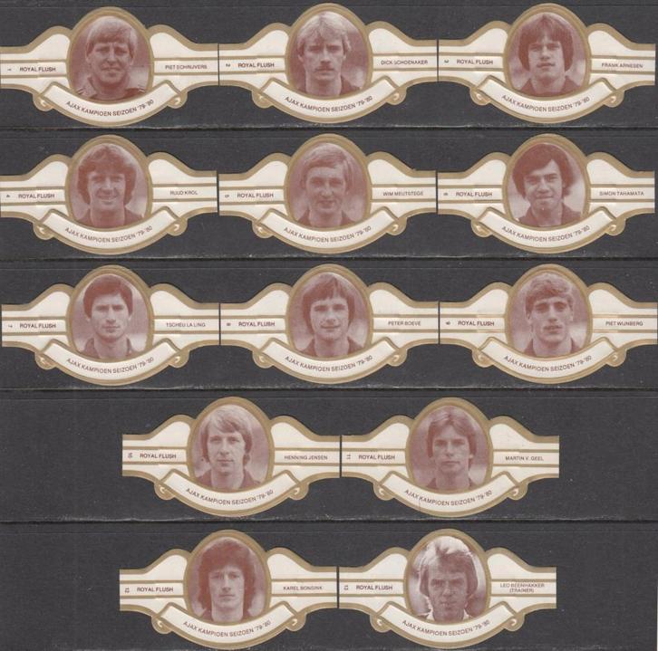 Sigarenbanden Ajax Kampioen seizoen '79-'80 Royal Flush 1-13, Verzamelen, Rookartikelen, Aanstekers en Luciferdoosjes, Nieuw, Sigarenbandjes