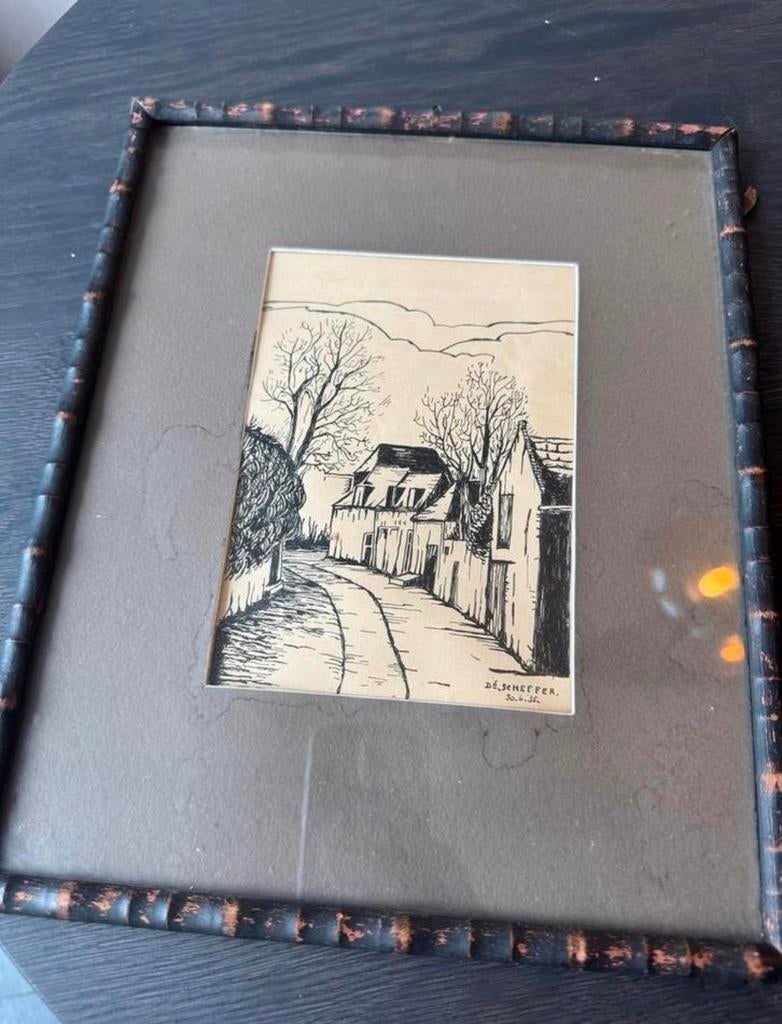 Pentekening Kuiperspoort Middelburg door Dé Scheffer (1935), Antiek en Kunst, Ophalen