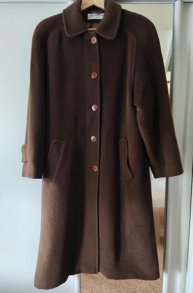Bruine ANGORA mantel WEINBERG – valt als 44, Kleding | Dames, Jassen | Winter, Zo goed als nieuw, Maat 42/44 (L), Bruin, Verzenden