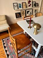 4 vintage stoelen, hout en zadelleer, Ate van Apeldoorn, Ophalen, Gebruikt, Bruin, Hout