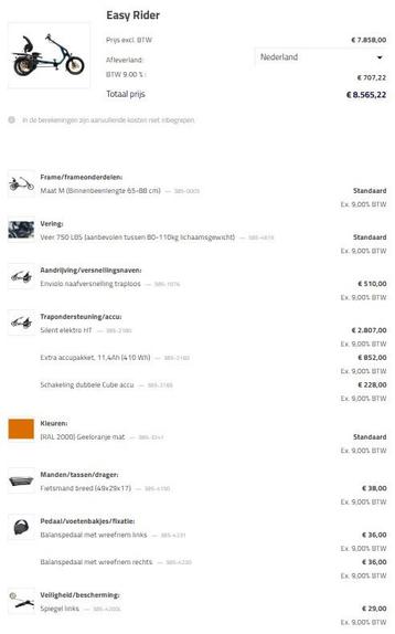 VAN RAAM Easyrider Easy rider 1500 euro korting! dubbele acc beschikbaar voor biedingen