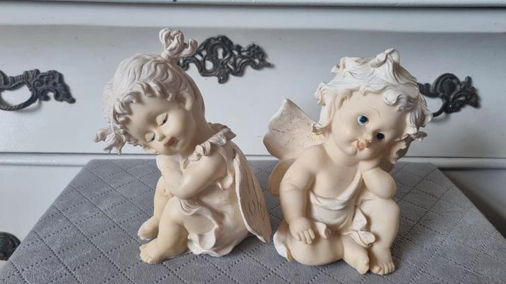 Vintage Zittende Engelen - Zeer Goede Staat, Verzamelen, Beelden en Beeldjes, Zo goed als nieuw, Religie, Ophalen of Verzenden