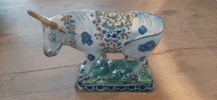Antiek polychrome beschilderd Delfts aardewerk Koe 18e eeuw, Antiek en Kunst, Antiek | Keramiek en Aardewerk, Ophalen of Verzenden