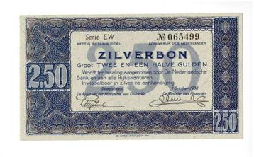 Nederland 2,5 Gulden 1938 Zilverbon UNC beschikbaar voor biedingen
