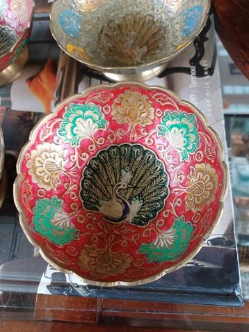 4 Cloisonné Schaaltjes Koper - Brocante India oosters beschikbaar voor biedingen