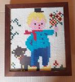 Geborduurd schilderijtje ingelijst achter glas, Huis en Inrichting, Woonaccessoires | Schilderijen, Tekeningen en Foto's, Minder dan 50 cm
