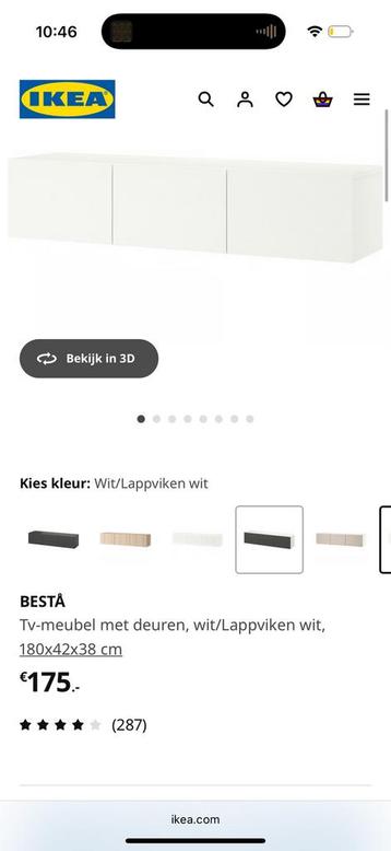 TV stand 180 cm - IKEA besta- glossy white - afbeelding 2