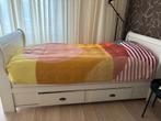 Houten bed incl. M-line matras (3 jaar oud), Ophalen, Eenpersoons, Hout, 100 cm