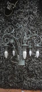 Grey Metal 5-Arm Chandelier Country Farmhouse Style, Huis en Inrichting, Lampen | Hanglampen, Ophalen of Verzenden, Gebruikt, Farmstyle