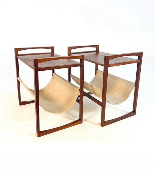2x vintage lectuurtafel, Kai Kristiansen ‘60, Huis en Inrichting, Tafels | Bijzettafels, Zo goed als nieuw, Rechthoekig, 45 tot 60 cm