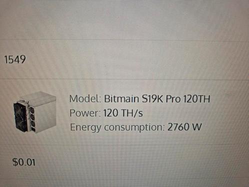 Bitmain S19K Pro 120TH - Bitcoin Miner in Ethiopië, Computers en Software, Servers, Ophalen of Verzenden