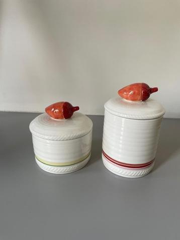 &Klevering Anouk Kramer Voorraadpotten set 2x herfst wit beschikbaar voor biedingen