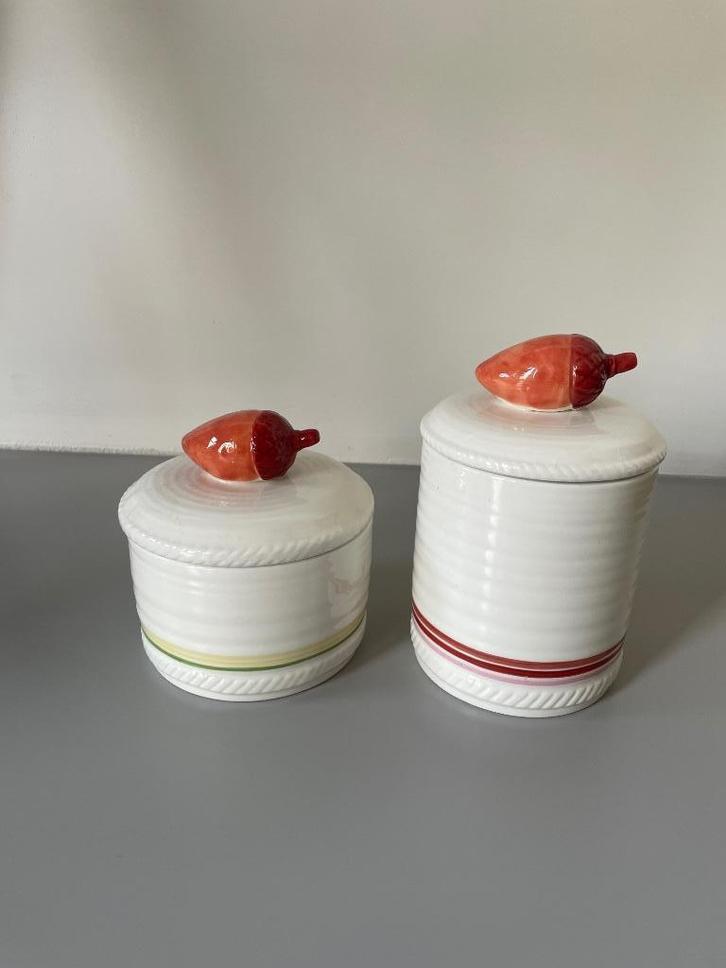 &Klevering Anouk Kramer Voorraadpotten set 2x herfst wit, Huis en Inrichting, Woonaccessoires | Overige, Ophalen of Verzenden