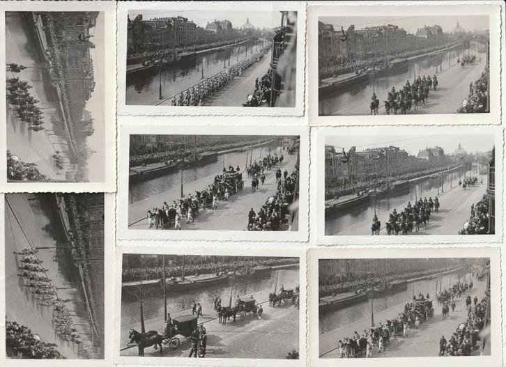 8 amateurfoto's begrafenis Koningin Moeder Emma 1934, Verzamelen, Koninklijk Huis en Royalty, Gebruikt, Kaart, Foto of Prent, Nederland