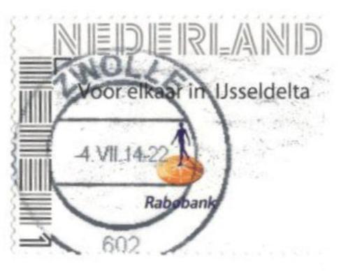 (4) Persoonlijke Postzegel Rabobank IJSSELDELTA, Postzegels en Munten, Postzegels | Nederland, Gestempeld, Na 1940, Verzenden
