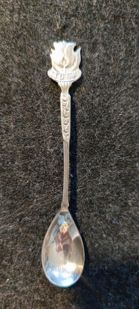 Tulp verzilverd lepeltje pako metaalwaren jaren 50, Antiek en Kunst, Antiek | Bestek, Ophalen of Verzenden