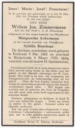 Willem J. Zimmermans 1866 Kerkrade + 1939 Bleijerheide, Verzenden, Bidprentje