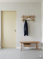 14183 vintage behang burlap draadjes  donkere draden swiet, Verzenden, Minder dan 10 m², Beige