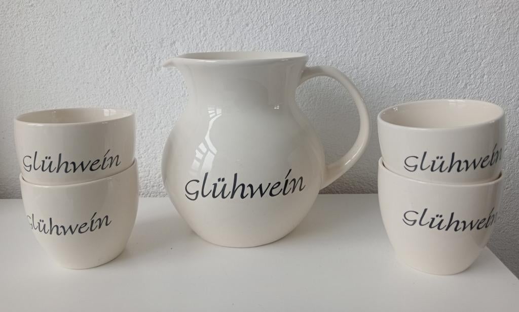 Ter Steege kan met 4 mokken voor Glühwein, Huis en Inrichting, Ophalen of Verzenden, Zo goed als nieuw, Overige stijlen, Kop(pen) en/of Schotel(s)