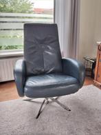 Blauw leren relax fauteuil stoel, Huis en Inrichting, Ophalen, Gebruikt, 50 tot 75 cm, Leer