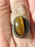 Zilveren ring tijgeroog, Ophalen of Verzenden, Zilver, Ring