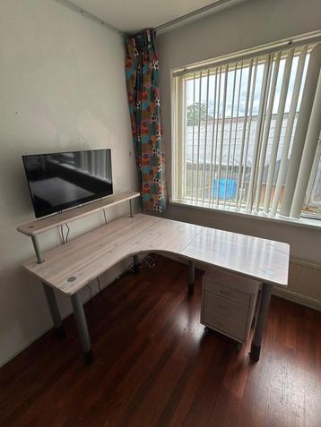 Flexa hoekbureau white wash incl ladekast