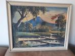 Schilderij Indonesië Java vulkaan sawa's gesigneerd, Antiek en Kunst, Kunst | Schilderijen | Klassiek, Ophalen