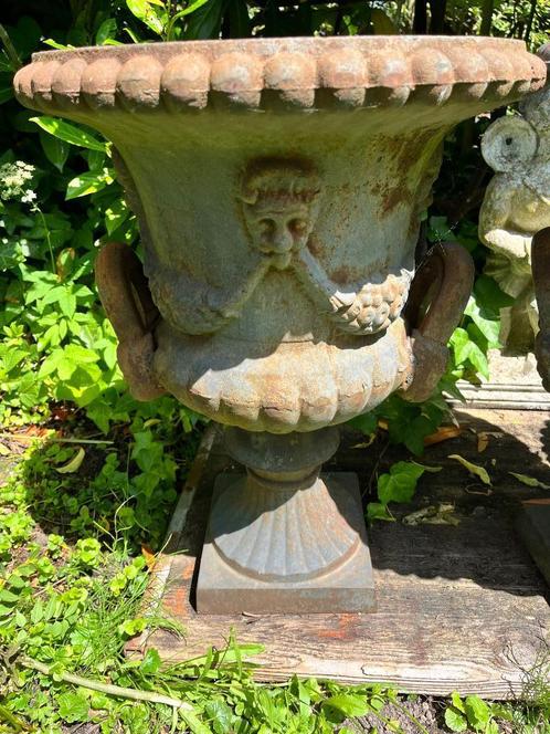 3 x zware gietijzeren tuinvaas met handvatten, Tuin en Terras, Tuinvazen, Gebruikt, Ophalen