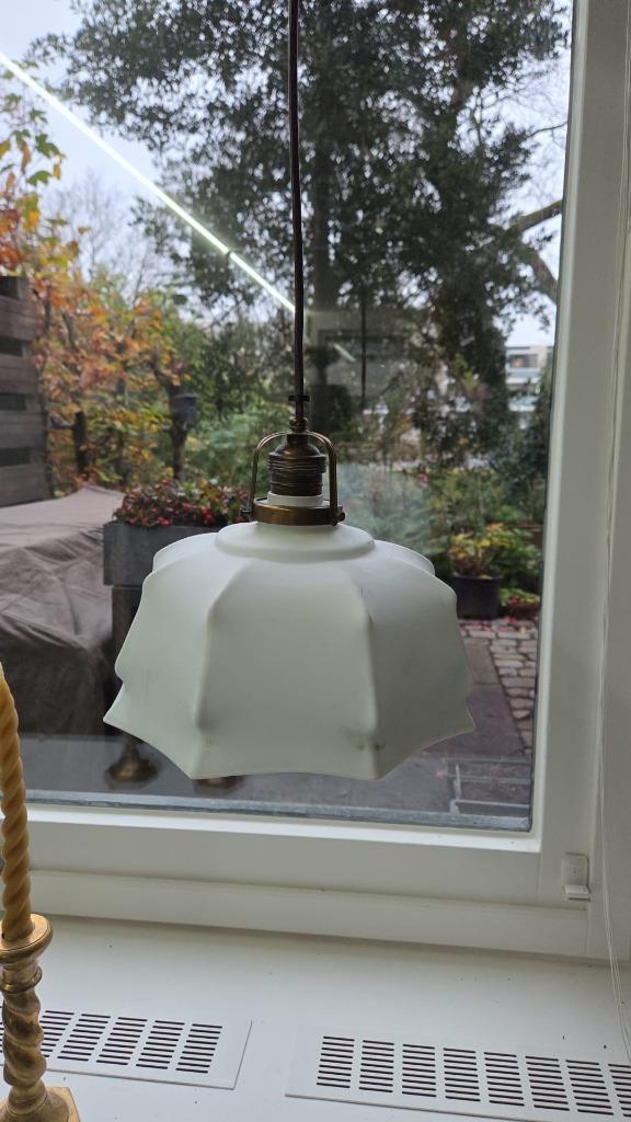 Oud, gaaf hanglampje compleet met koperen fitting, Antiek en Kunst, Antiek | Lampen, Ophalen