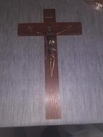 Prachtig groot antiek kruis christus eikenhout koper, Antiek en Kunst, Ophalen of Verzenden