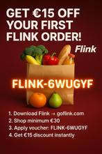 €15 Korting op je Eerste Flink Bestelling, Tickets en Kaartjes, Eén persoon, Kortingsbon, Overige typen