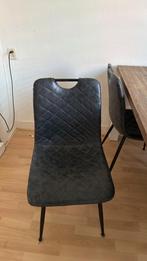 4 Zwarte Leren Eetkamerstoelen, Huis en Inrichting, Stoelen, Ophalen, Gebruikt, Zwart, Vier