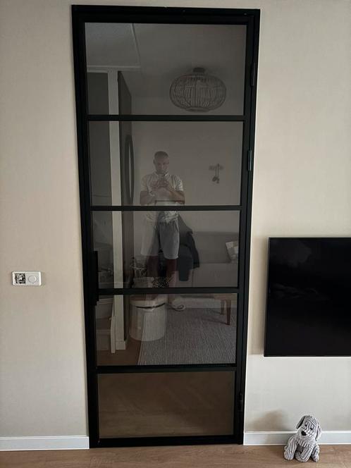 Aluminium deur met 5 glazen vakken., Doe-het-zelf en Verbouw, Deuren en Horren, Gebruikt, Binnendeur, 215 cm of meer, 80 tot 100 cm
