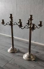 2x Grote Verzilverde 5-armige Kaarsenstandaard, Ophalen, Zilver