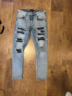 Blauwe slim fit jeans met scheuren, Ophalen of Verzenden, Zo goed als nieuw, Blauw, W32 (confectie 46) of kleiner
