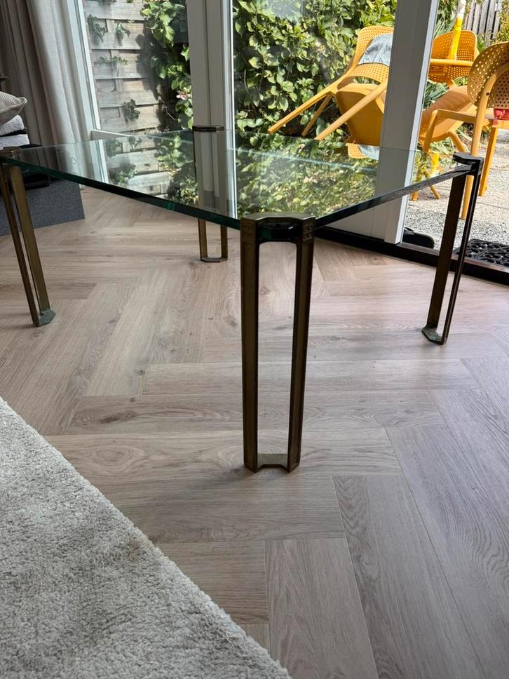 Peter Ghyczy salon en bijzettafel, Huis en Inrichting, Tafels | Salontafels, Gebruikt, Minder dan 50 cm, 50 tot 100 cm, Glas, Ophalen