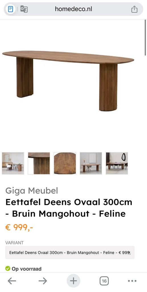 100% Nieuwe: Mangohout Eettafel 300cm, Ophalen, 100 tot 150 cm, 75 cm of meer, Rechthoekig