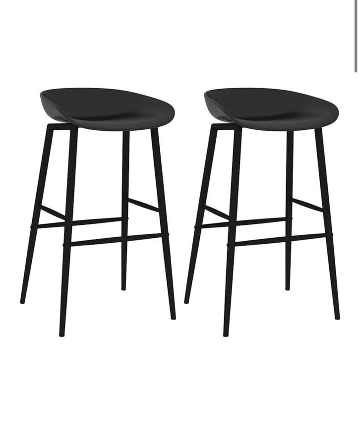 Barstoelen 2 st zwart, Huis en Inrichting, Barkrukken, Nieuw, 90 cm of meer, Kunststof, 2 krukken, Met voetsteun, Ophalen of Verzenden