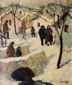 Schilderij Hongarije sneeuw impressionisme Csabai-Wagner, Antiek en Kunst, Ophalen