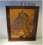 Prachtig Kunstwerk in hout 'Vakwerkhuisjes' - Michelli, Ophalen of Verzenden